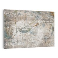 Obraz na płótnie 120x80 - Betonowe Wspomnienia Liści - odciski w betonie, odbitki