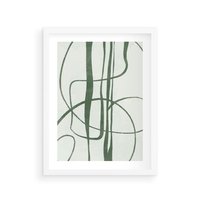 Plakat w ramie 40x50 - Zielony Spokój - zielona abstrakcja, spokojny plakat - rama biała