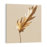 Obraz na płótnie 70x70 - Piękno w Detalu - złoty, liść