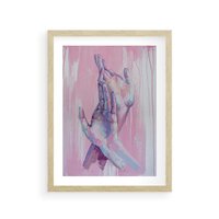 Plakat w ramie 50x70 - Splecione - obraz olejny, pastelowe kolory - rama drewno