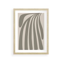 Plakat w ramie 50x70 - Beżowa Delikatność - nowoczesna sztuka, plakat modern - rama drewno