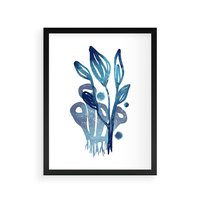 Plakat w ramie 30x40 - Akwarelowy Błękit - pastelowy, abstrakcyjny plakat - rama czarna