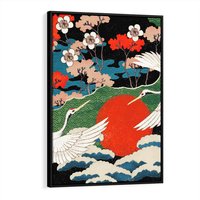 Obraz w ramie 50x70 - Wibracje emocji - sztuka japońska, wyraziste kolory - rama czarna