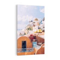 Obraz na płótnie 80x120 - Błękit Morza i Białe Domki - Santorini, wyspa