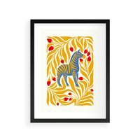 Plakat w ramie 30x40 - Zebra w Nowoczesności - abstrakcyjna nowoczesna grafika, pośrodku zebra - rama czarna