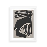Plakat w ramie 30x40 - Konturujące Struktury - skandynawska sztuka, królik - rama biała