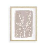 Plakat w ramie 30x40 - Roślinne Przeniknięcia - nowoczesny subtelny plakat, beżowy - rama drewno