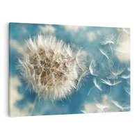 Obraz na płótnie 120x80 - Delikatność dmuchawców w pejzażu - dmuchawiec, kwiaty