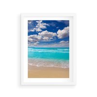 Plakat w ramie 50x70 - Idylliczna plaża nad morzem - plaża, morze - rama biała