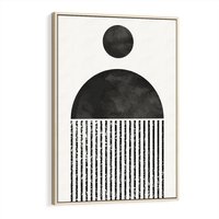 Obraz w ramie 80x120 - Księga Wibracji - abstrakcyjne czarno białe formy, minmalizm - rama drewno