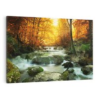 Obraz na płótnie 120x80 - Siła Natury: Strumień w Lesie - strumień, las