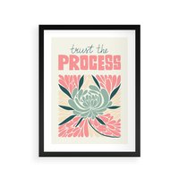 Plakat w ramie 40x50 - Rozbijające Barwy - abstrakcyjny pastelowy kwiat, wyrazista typografia - rama czarna