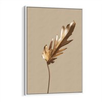 Obraz w ramie 80x120 - Piękno w Detalu - złoty, liść - rama biała