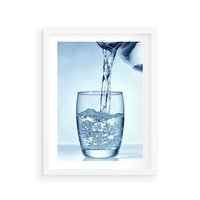 Plakat w ramie 30x40 - Chłodząca szklanka wody - szklanka, wody - rama biała