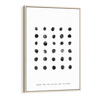 Obraz w ramie 80x120 - Boho Sztuka Wolości - minimalistyczny plakat, czarne kropki na białymtle - rama drewno