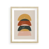 Plakat w ramie 30x40 - Energetyczne Wzory - nowoczesny plakat, abstrakcyjne kształty - rama drewno