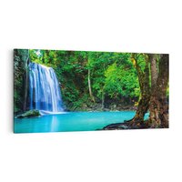 Obraz na płótnie 120x60 - Spotkanie wodospadu nad jeziorem - Tajlandia, wodospad