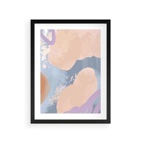 Plakat w ramie 30x40 - Przenikanie Niecodziennych Form - abstrakcyjne akwarelowe plamy, pastele - rama czarna