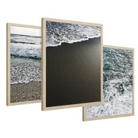 Zestaw obrazy w ramie 30x40 galeria - Plaża, morze, tryptyk - rama drewno