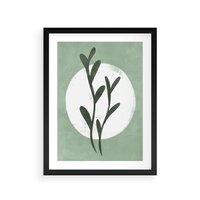 Plakat w ramie 30x40 - Kształty Zielonego Ukojenia - zielony plakat, roślinne motywy - rama czarna