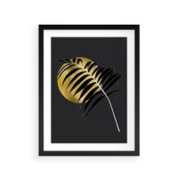 Plakat w ramie 40x50 - Egzotyczna Elegancja - palma, na czarnym tle - rama czarna