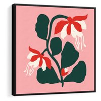 Obraz w ramie 50x50 - Migotliwa Kreatywność - abstrakcyjne kwiaty, różowe tło - rama czarna