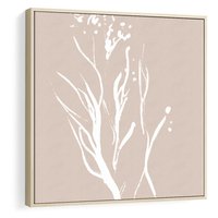 Obraz w ramie 50x50 - Impresje Pastelowych Nastrojów - minimalistyczny delikatny obraz, beżowe odcienie - rama drewno
