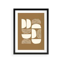 Plakat w ramie 30x40 - Wewnętrzne Spektrum - geometryczne boho kształty na brązowym, karmelowym tle - rama czarna
