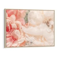 Obraz w ramie 120x80 - Kwiatowe hafty marzeń - abstrakcja przypominająca kwiaty, róże - rama drewno