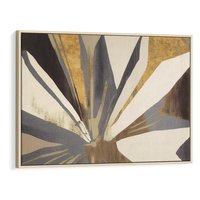 Obraz w ramie 120x80 - Szept roślinnych emocji - olejna abstrakcja, złoto i brąz - rama drewno