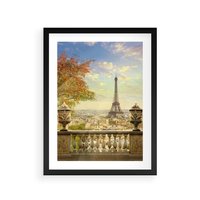 Plakat w ramie 40x50 - Paryż za Wieżą Eiffla - Paryż, Eiffla - rama czarna
