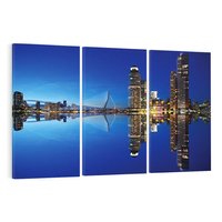 Obraz na płótnie 120x80 - Miasto nocą nad wodą - miasto, noc