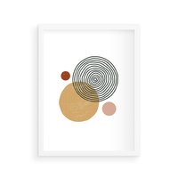 Plakat w ramie 30x40 - Wewnętrzne Formy - koła okręgi, abstrakcyjna nowoczesna sztuka - rama biała