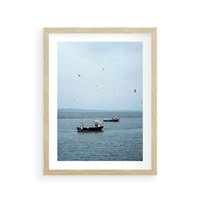 Plakat w ramie 30x40 - Rybacki Urok - morze, kutry rybackie - rama drewno