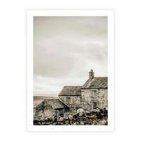 Plakat bez ramy 21x30 - Kamienny Dom w Odcieniach Sepii - stary kamienny dom, odcienie sepii