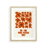 Plakat w ramie 30x40 - Taniec Kolorowych Promieni - self care, kompozycja kwiaty - rama drewno