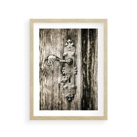 Plakat w ramie 30x40 - Stare Drzwi z Ozdobną Klamką - stare drzwi, klamka - rama drewno