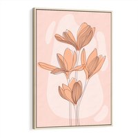 Obraz w ramie 70x100 - Przenikające Kształty - minimalistyczny plakat, pudrowe kwiaty - rama drewno