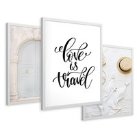 Zestaw obrazy w ramie 40x50 galeria - Podróże, wakacje, typografia, Włochy - rama biała