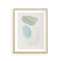 Plakat w ramie 50x70 - Akwarelowa Symfonia Natury - abstrakcyjne delikatne plamy, akwarelowe - rama drewno