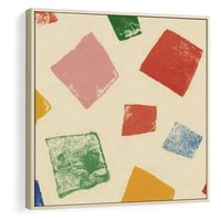 Obraz w ramie 50x50 - Tęczowe Rytmy - kolorowe tęczowe kwadraty, wesoły kolaż - rama drewno