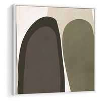 Obraz w ramie 80x80 - Fale w Zieleni - abstrakcyjne kształty, zgaszona zieleń - rama biała