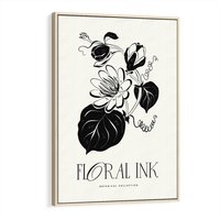 Obraz w ramie 70x100 - Odbicie kwiatowych chwil - kwiaty, typografia - rama drewno