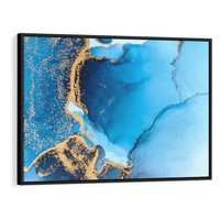 Obraz w ramie 100x70 - Elegancja i Wyrafinowanie - marmur, złoto - rama czarna