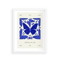 Plakat w ramie 30x40 - Wibracje Wnętrza - nowoczesny plakat, odcienie błękitu - rama biała