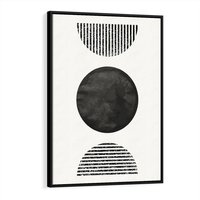 Obraz w ramie 70x100 - Tajemnicza Kompozycja - abstrakcyjne czarno białe formy, minimalizm - rama czarna