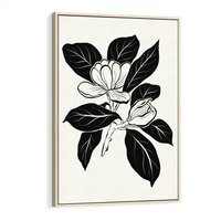 Obraz w ramie 70x100 - Spojrzenie w kształty kwiatów - kwiaty magnolii, minimalizm - rama drewno