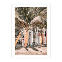 Plakat bez ramy 21x30 - Surfingowy Raj - deski surfingowe, na plaży