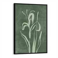 Obraz w ramie 50x70 - Zielony Oddech - zielona abstrakcja, zgaszona zieleń - rama czarna