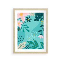 Plakat w ramie 30x40 - Rozkwitające Widoki - pastelowa kompozycja, kwiaty - rama drewno